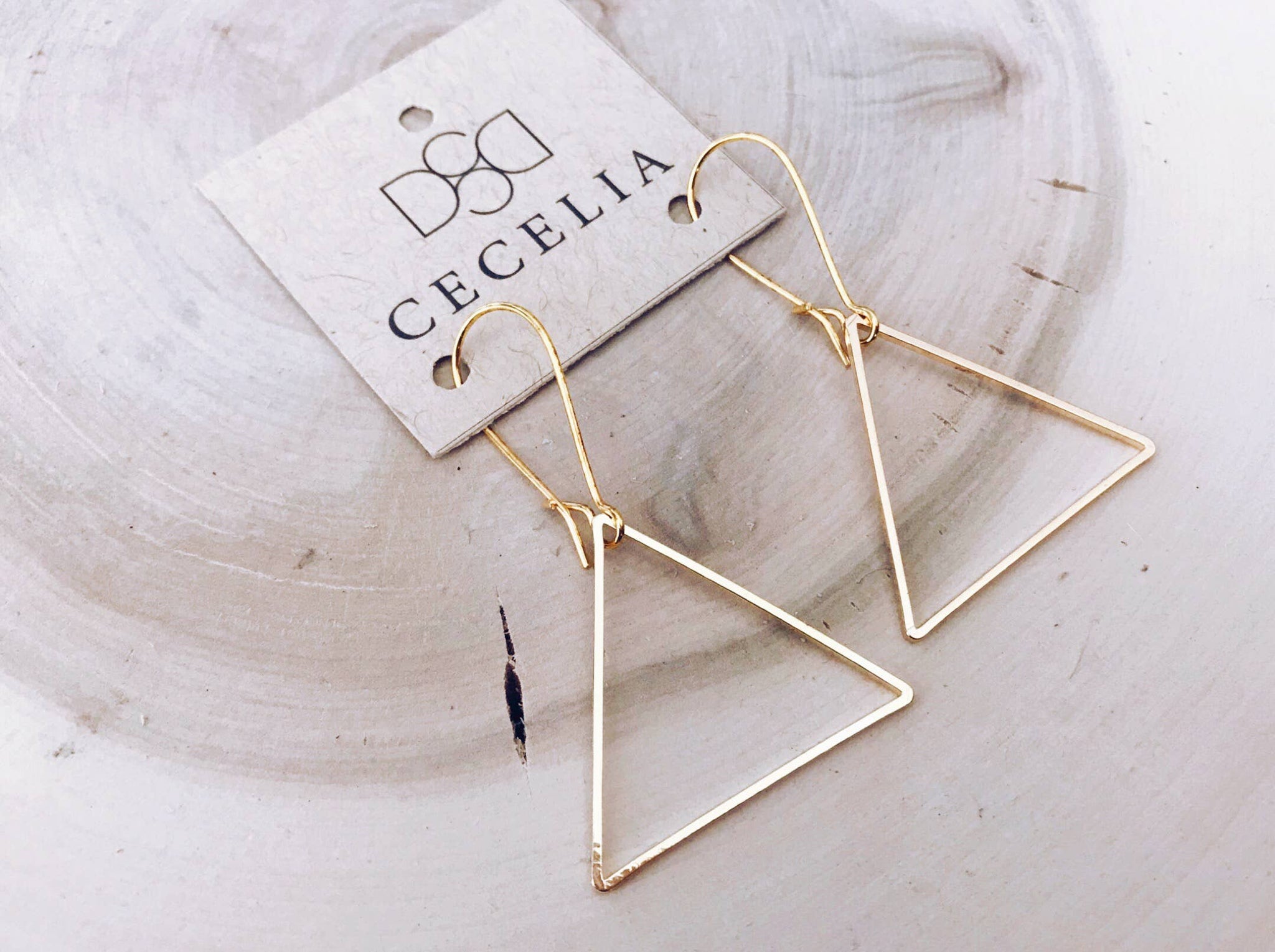 Basic Hoop Earrings: Small Gold Plated Triangle Hoop Earrings