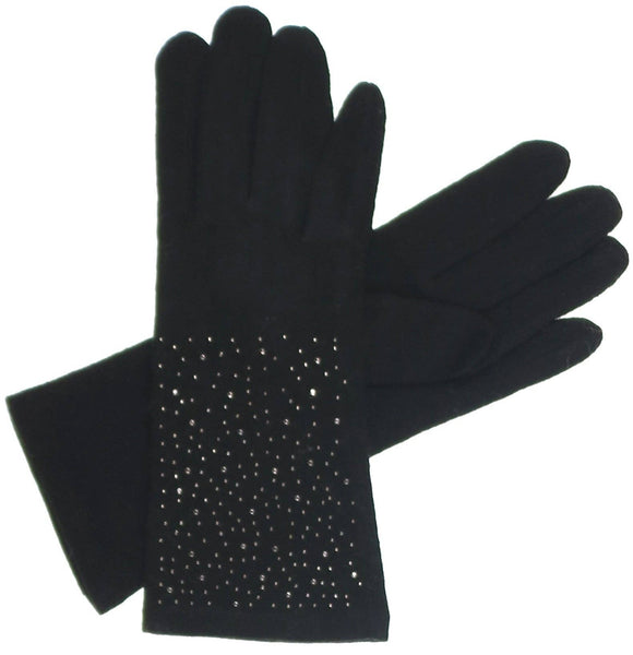 Sparkle Embellished Wool Blend Knit Tech Glove: Burgundy