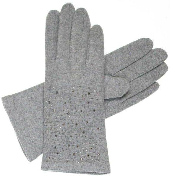 Sparkle Embellished Wool Blend Knit Tech Glove: Burgundy