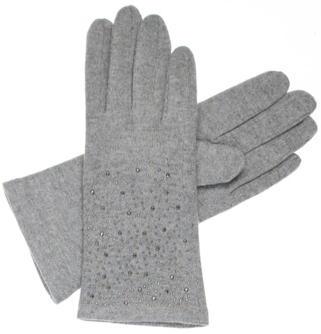 Sparkle Embellished Wool Blend Knit Tech Glove: Grey