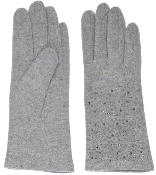 Sparkle Embellished Wool Blend Knit Tech Glove: Burgundy