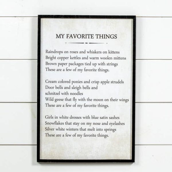 MY FAVORITE THINGS SIGN