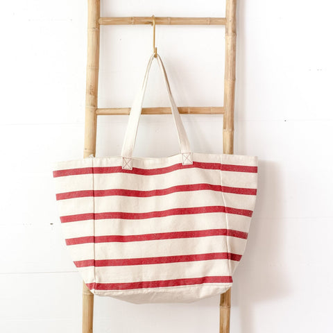 Small Red Stripped Beach Bag
