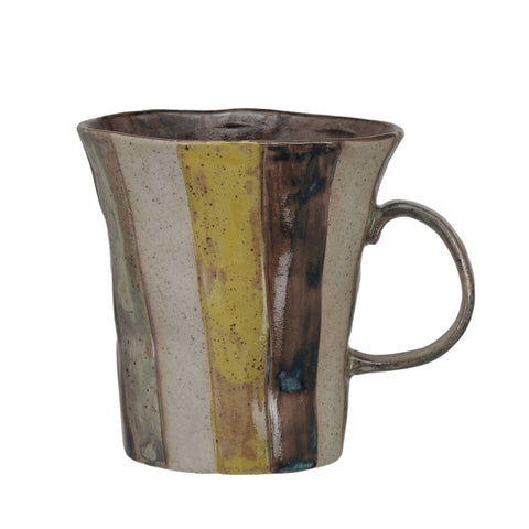 16 oz. Hand-Painted Stoneware Mug w/ Stripes