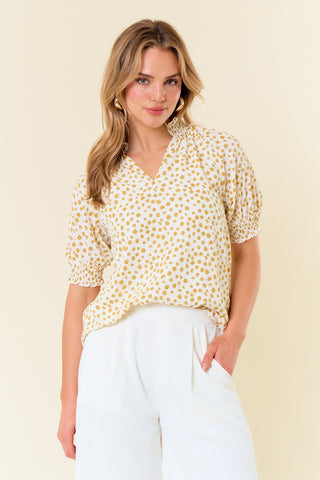 Dot Short Sleeve Blouse