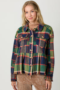 Plaid Peplium Jacket