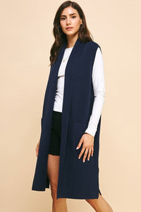 NAVY LONG VEST