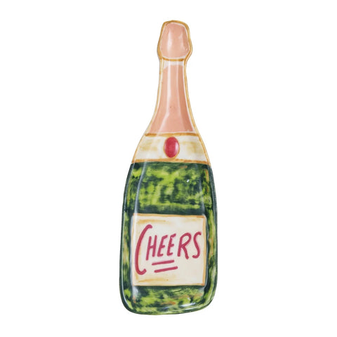 Stoneware bottleshaped dish "cheers"