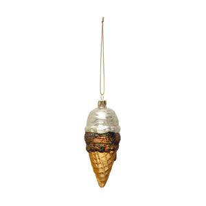 *Hand painted glass ice cream cone ornament