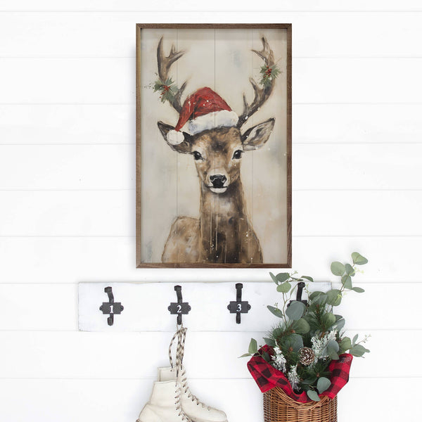 Reindeer With Hat By Petals Prints Design: 10 x 16 x 1.5