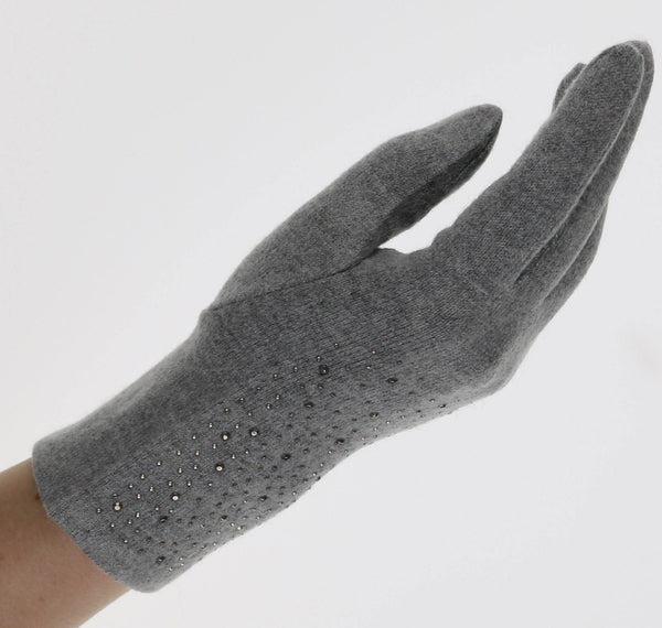 Sparkle Embellished Wool Blend Knit Tech Glove: Burgundy