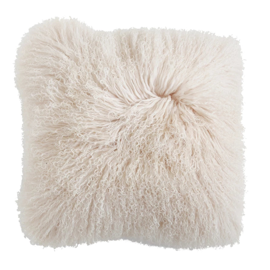 20" mongolian lamb fur pillow