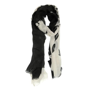 BLACK & WHITE OLIVE BRANCH SCARF