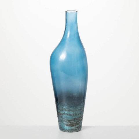 POLISHED TALL BLUE VASE