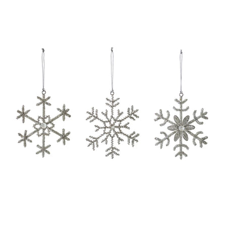 Glass Bead and Jewel Snowflake Ornament, 3 Styles