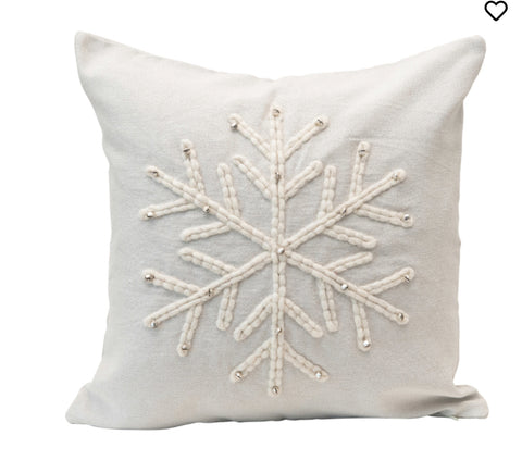 Cotton Pillow with Snowflake and Jingle Bells