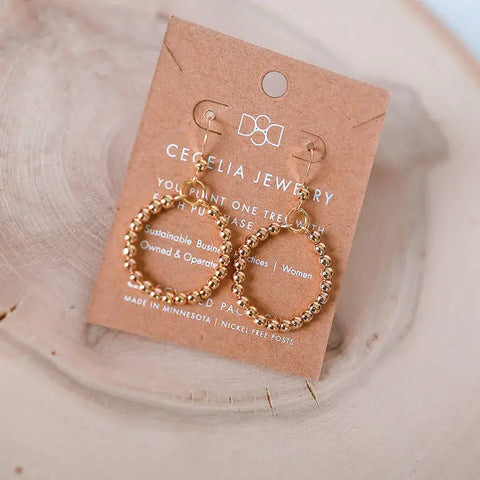 SMALL BEADED HOOP EARRINGS GOLD